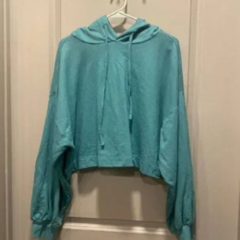 Teal Cropped Hoodie